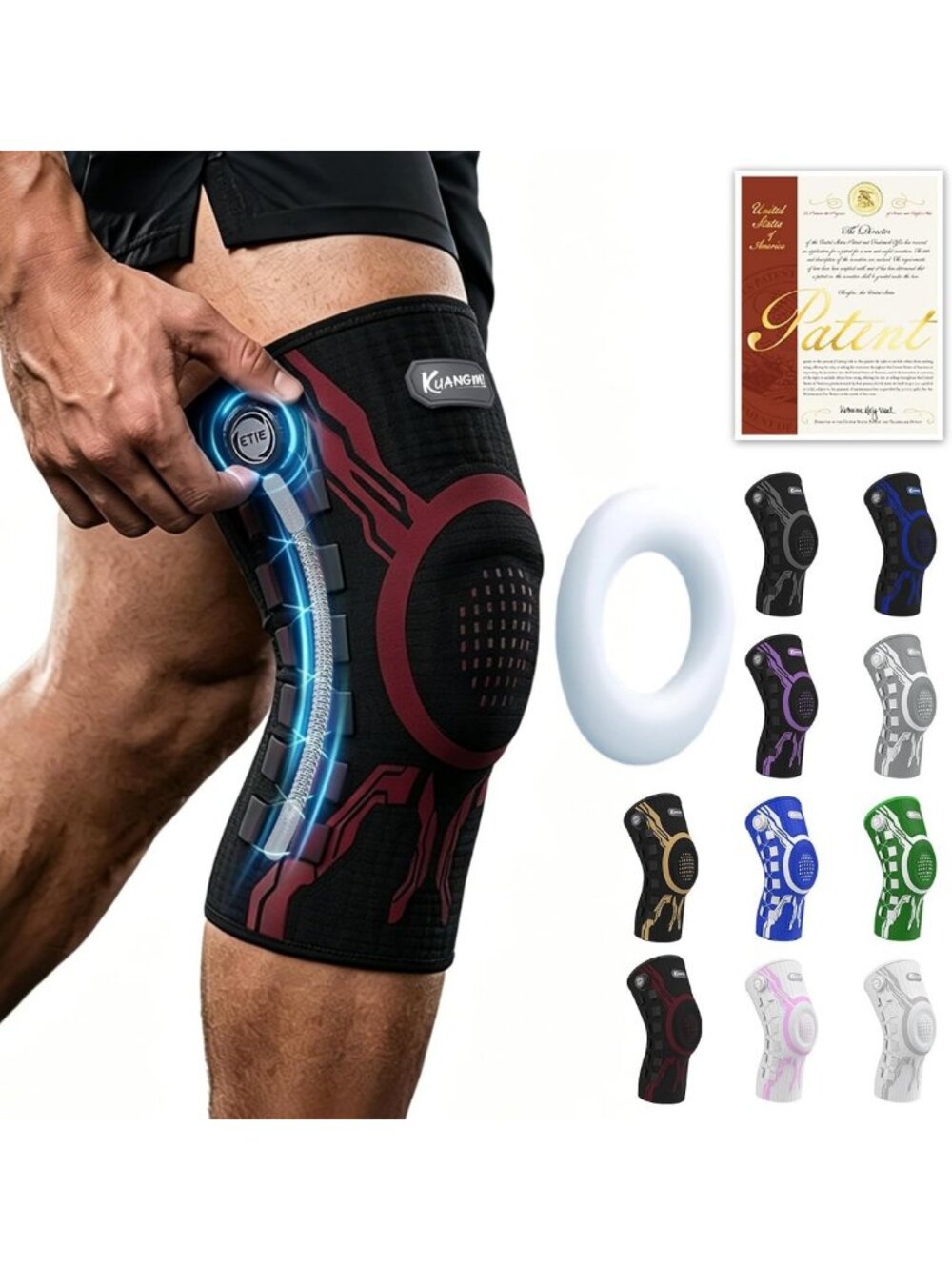 Knee Brace for Pain Relief, Compression Sleeve with Gel Pad & Stabilizers